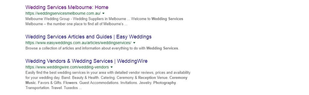 Wedding Services Google Search Results